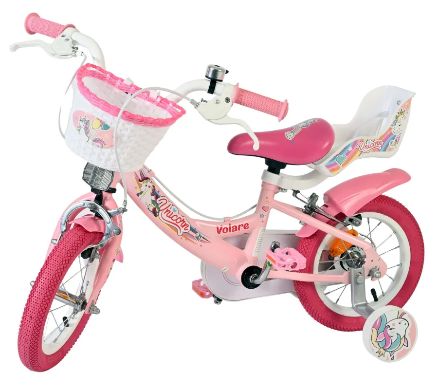 Volare Unicorn Kinderfiets – Meisjes – 12 inch – Roze – Twee handremmen — foto 9