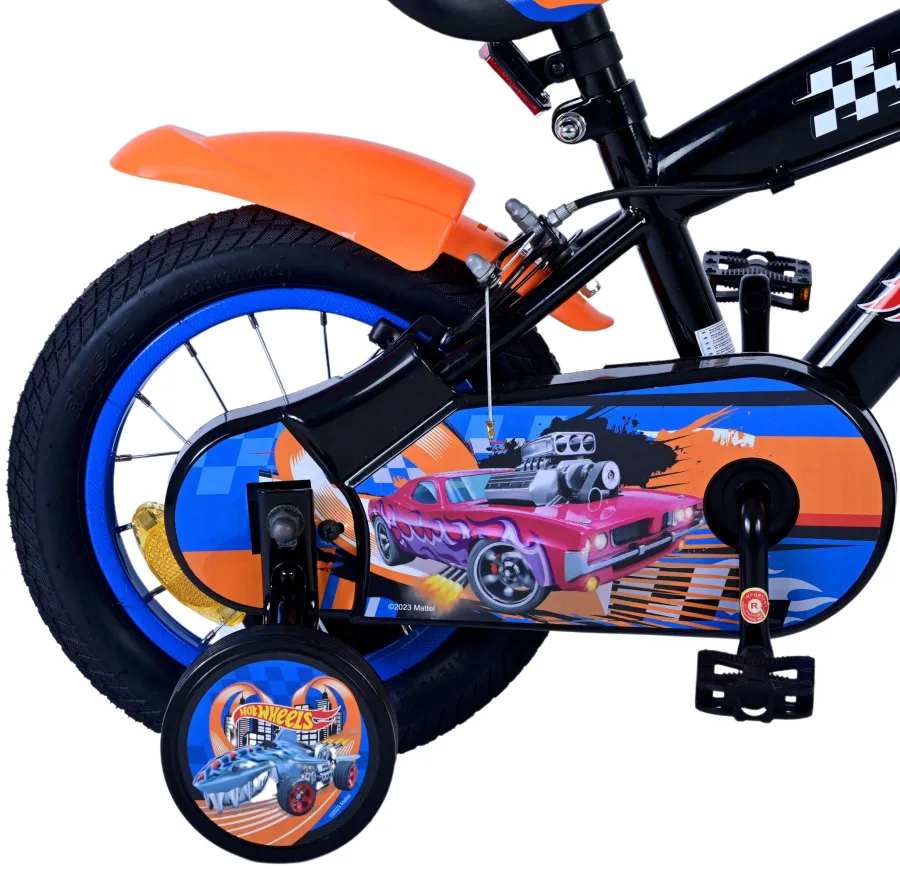 Hot Wheels Kinderfiets – Jongens – 12 inch – Zwart Oranje Blauw – Twee handremmen — foto 3