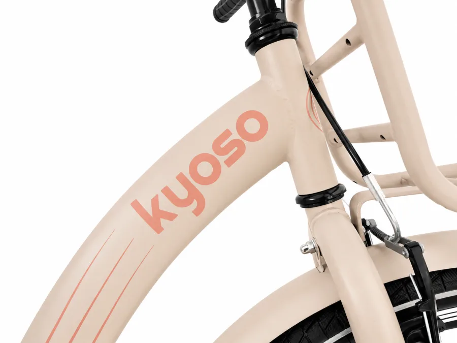 Kinderfiets Kyoso Blossom Mocha 24 inch remnaaf mat taupe roze — foto 9