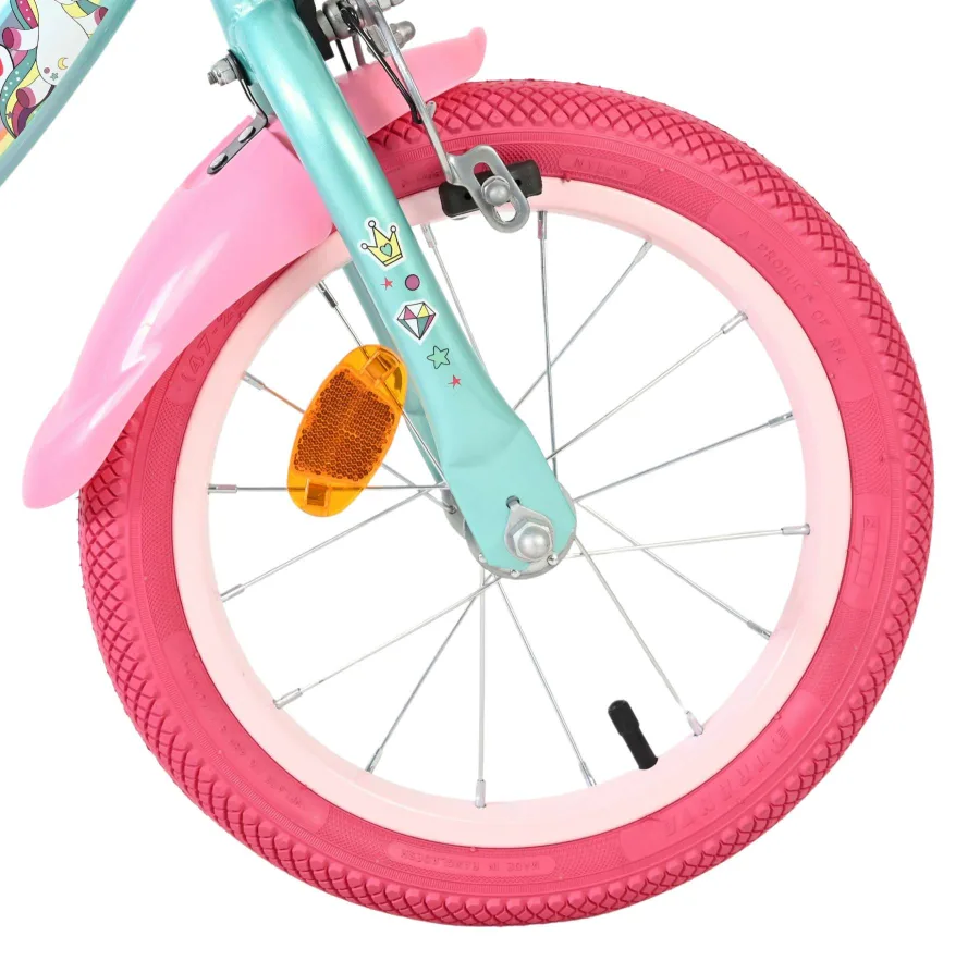 Volare Unicorn Kinderfiets – Meisjes – 14 inch – Groen — foto 3
