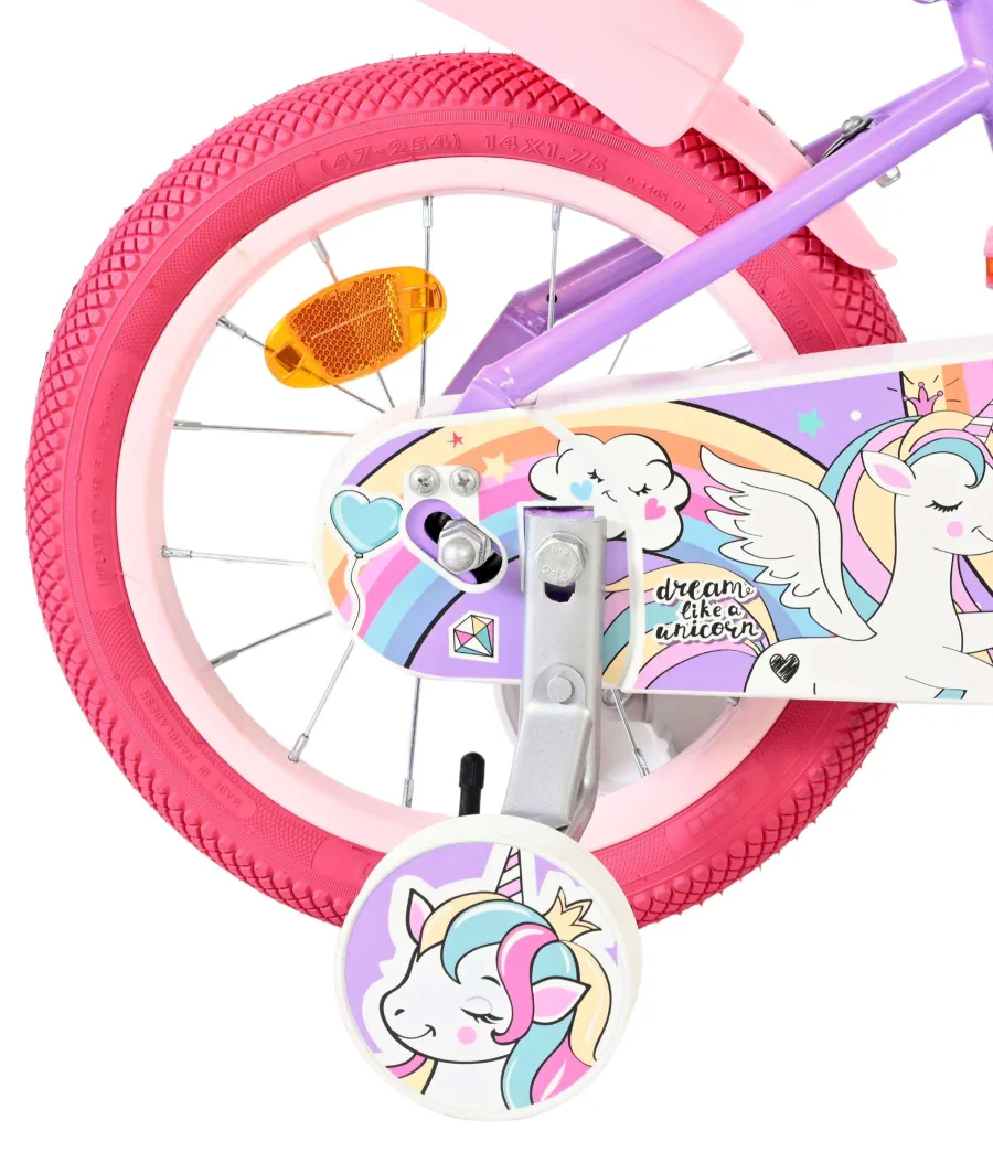 Volare Unicorn Kinderfiets – Meisjes – 14 inch – Paars — foto 2