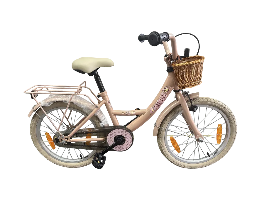 Kinderfiets Bikefun Girly 18 inch - met mandje en remnaaf - Roze