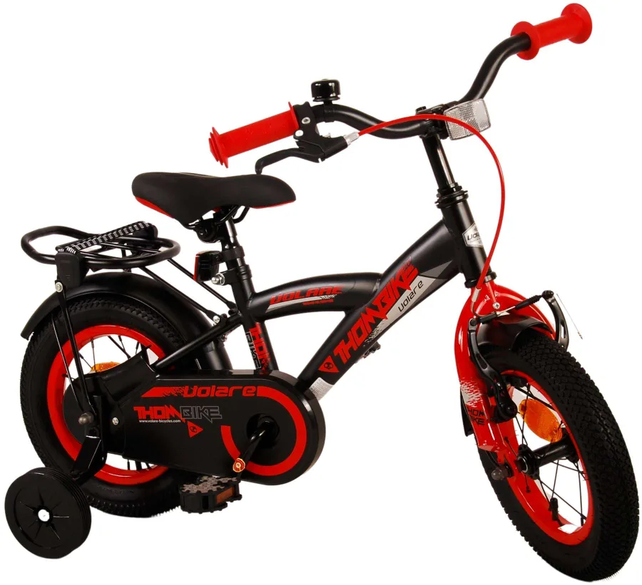 Volare Thombike Kinderfiets – Jongens – 12 inch – Zwart Rood — foto 3