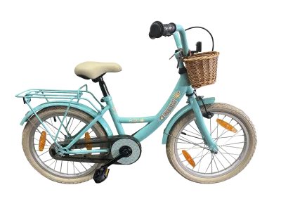 Kinderfiets Bikefun Girly 18 inch - met mandje en remnaaf - Blauw