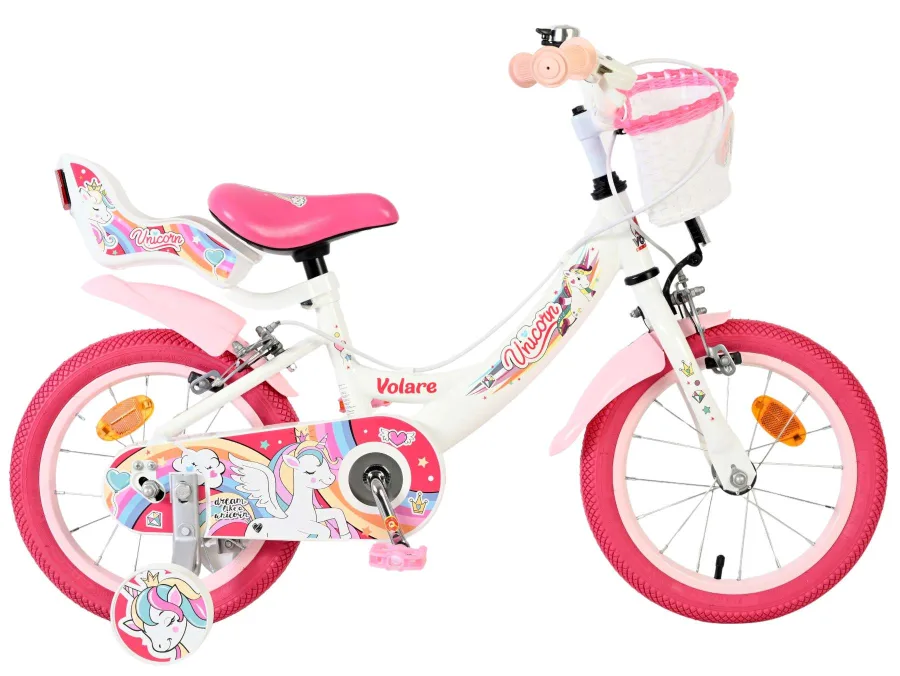 Volare Unicorn Children's bike – Girls – 14 inch – White – Two hand brakes