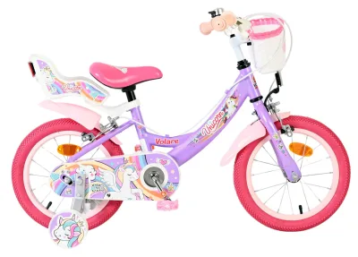 Volare Unicorn Kinderfiets – Meisjes – 14 inch – Paars – Twee Handremmen