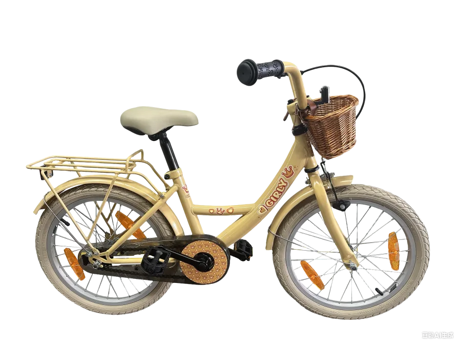 Kinderfiets Bikefun Girly 18 inch - met mandje en remnaaf - Goud