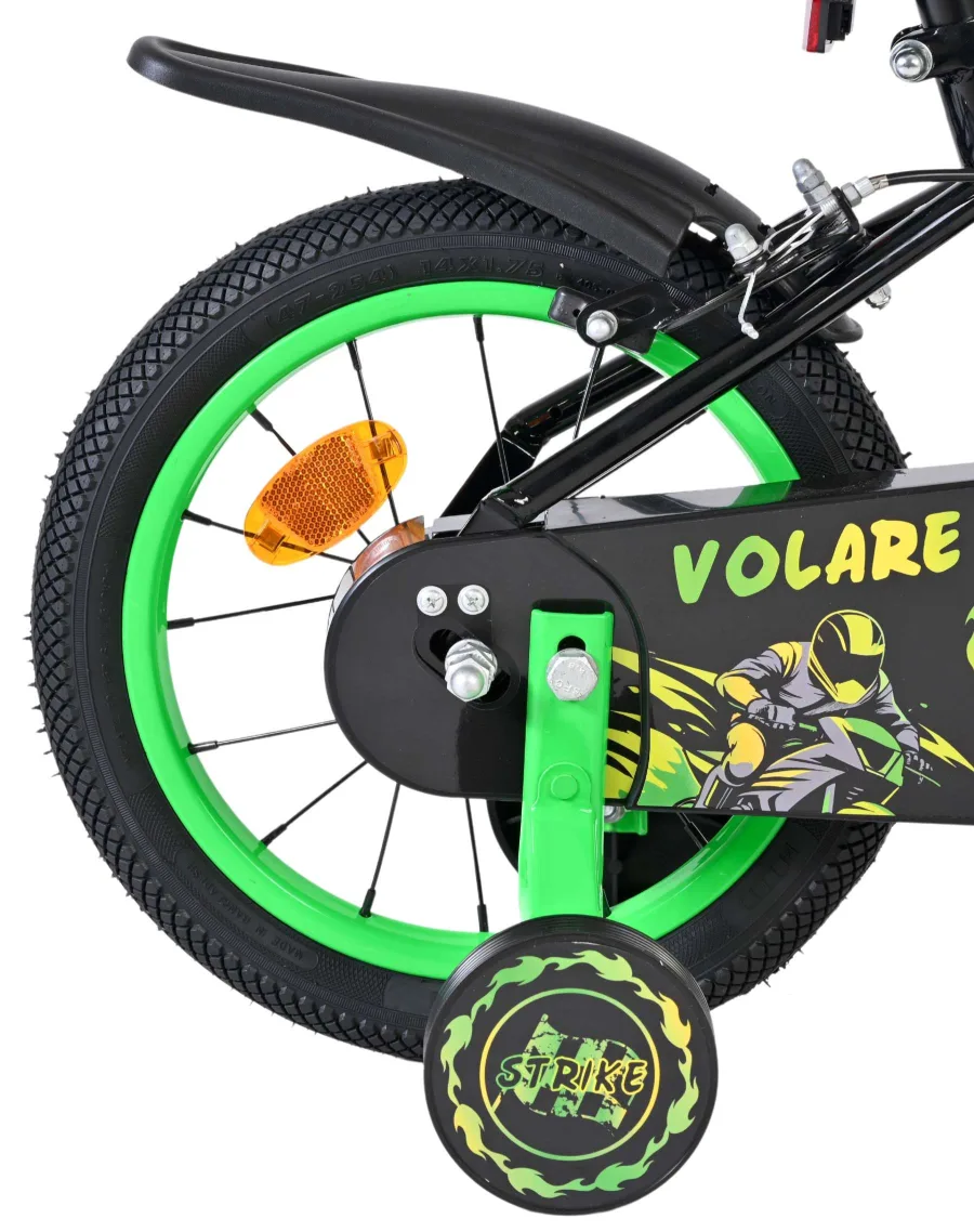 Volare Strike Kinderfiets – Jongens – 14 inch – Zwart Groen – Twee handremmen — foto 2