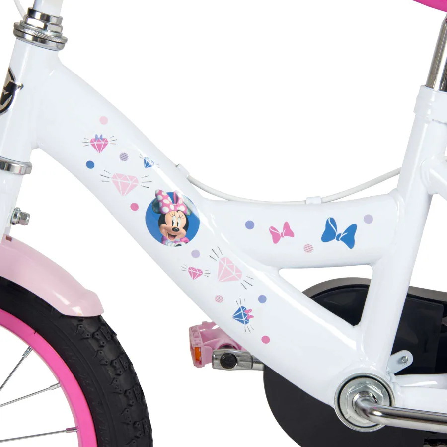 Disney Minnie Kinderfiets - Meisjes - 14 inch - Wit Roze - Twee handremmen — foto 6