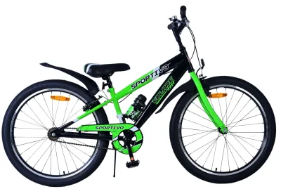 Volare Sportivo Kinderfiets – Jongens – 24 inch – Zwart Groen – Twee Handremmen