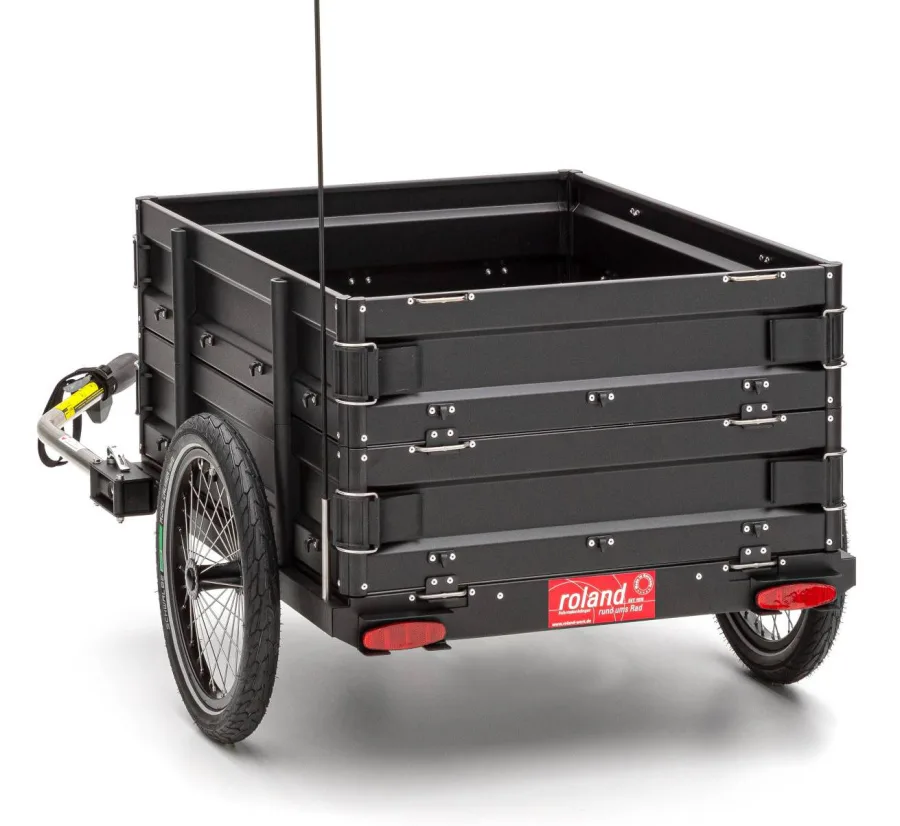 Fietstrailer Roland CARRIE M.e - basismodel met dubbele zijwanden, zwart
