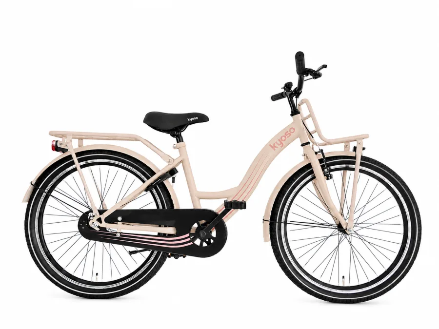 Kinderfiets Kyoso Blossom Mocha 24 inch remnaaf mat taupe roze — foto 6