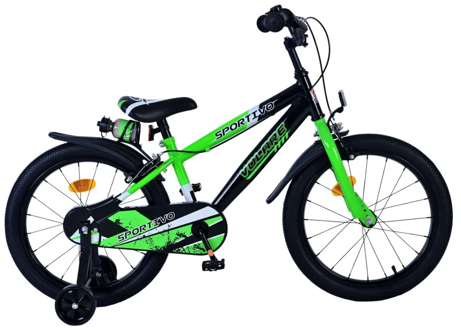 Volare Sportivo Kinderfiets – Jongens – 18 inch – Groen Zwart – Twee Handremmen