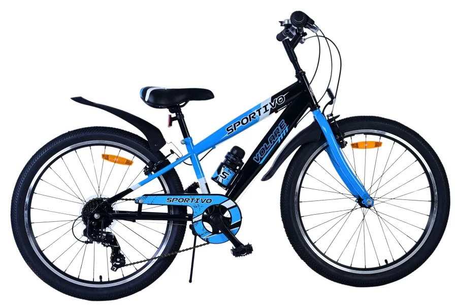 Volare Sportivo Kinderfiets – Jongens – 24 inch – 7 Speed – Zwart Blauw