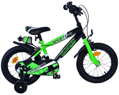 Volare Sportivo Kinderfiets – Jongens – 14 inch – Groen Zwart – Twee Handremmen