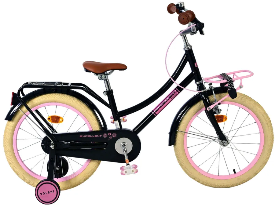 Volare Excellent Kinderfiets – Meisjes – 18 inch – Zwart – 95% afgemonteerd