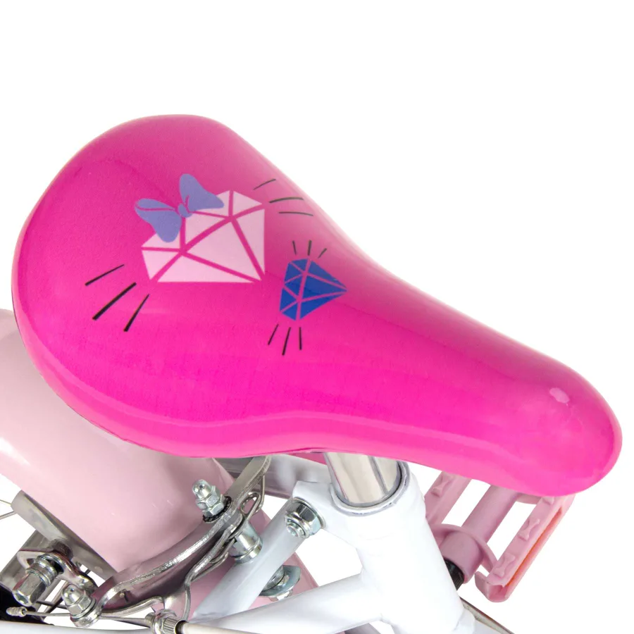Disney Minnie Kinderfiets - Meisjes - 14 inch - Wit Roze - Twee handremmen — foto 3