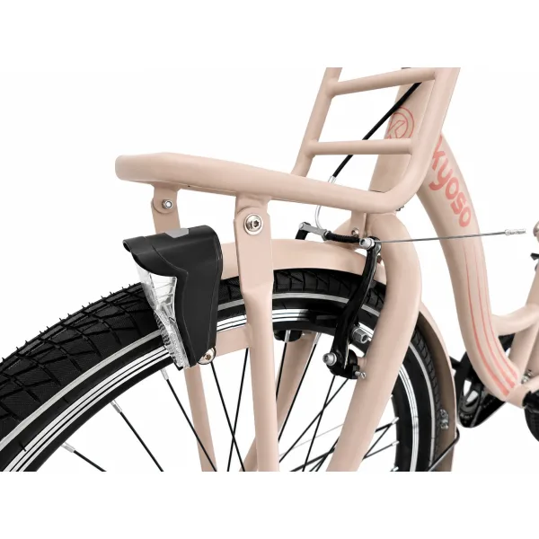 Kinderfiets Kyoso Blossom Mocha 24 inch remnaaf mat taupe roze — foto 5