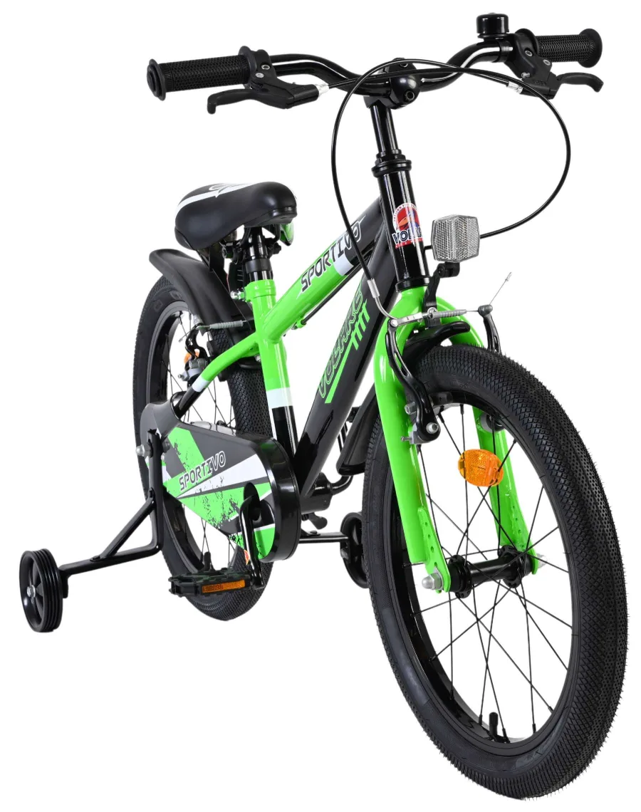 Volare Sportivo Kinderfiets – Jongens – 18 inch – Groen Zwart – Twee Handremmen — foto 5