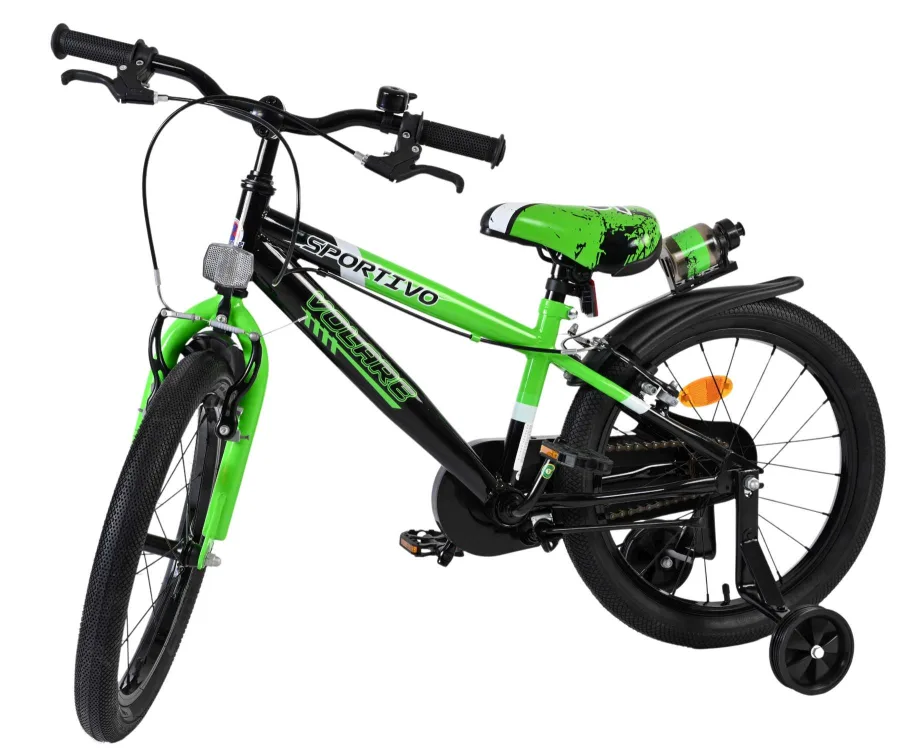 Volare Sportivo Kinderfiets – Jongens – 18 inch – Groen Zwart – Twee Handremmen — foto 8
