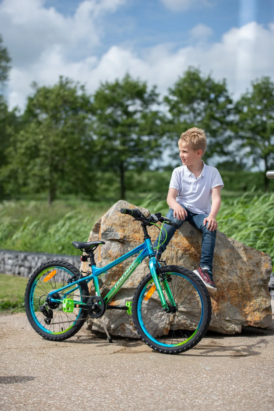 Volare Chrome Kinderfiets – Jongens – 16 inch – Blauw Groen – Twee Handremmen — foto 14