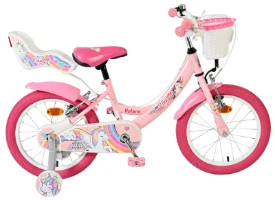 Volare Unicorn Kinderfiets – Meisjes – 16 inch – Roze – Twee Handremmen