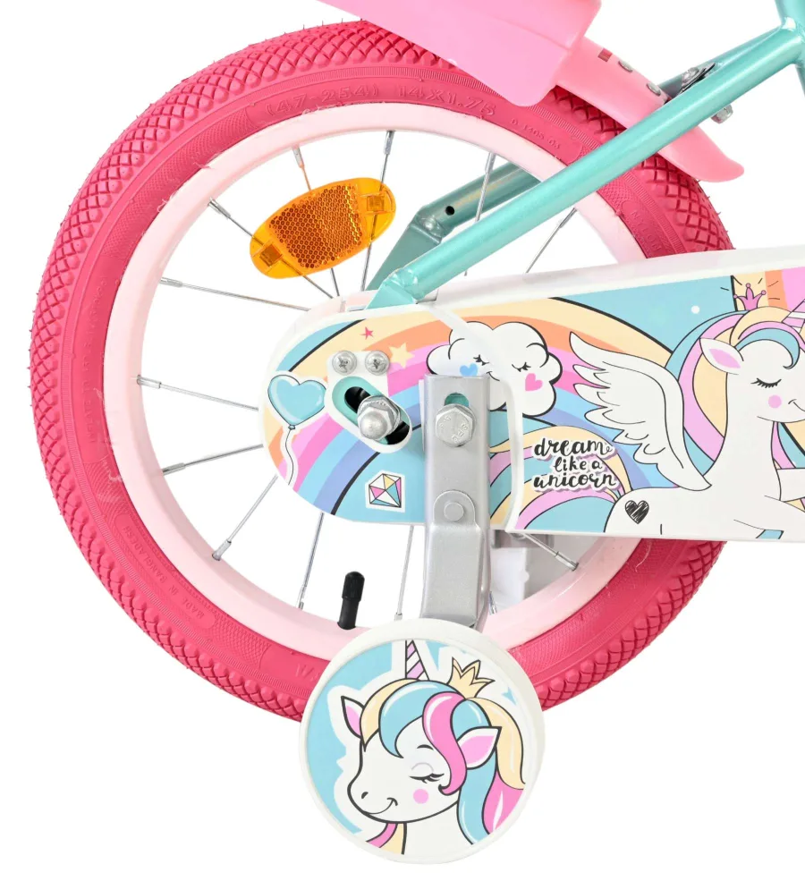 Volare Unicorn Kinderfiets – Meisjes – 14 inch – Groen — foto 2