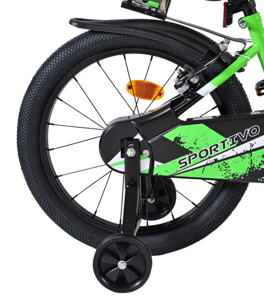 Volare Sportivo Kinderfiets – Jongens – 18 inch – Groen Zwart – Twee Handremmen — foto 2