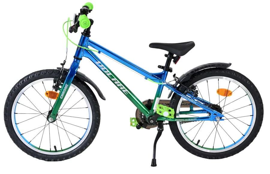 Volare Chrome Kinderfiets - Jongens - 18 inch - Blauw Groen- Twee handremmen — foto 8