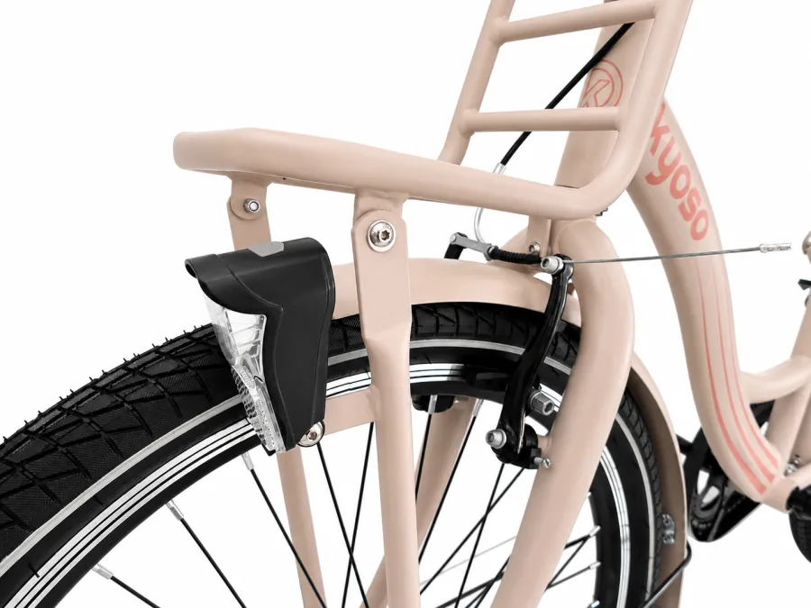 Kinderfiets Kyoso Blossom Mocha 24 inch remnaaf mat taupe roze — foto 10