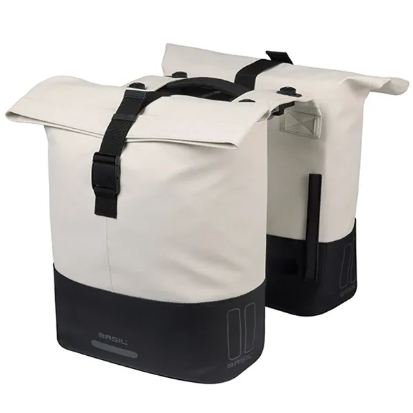 Dubbele fietstas Basil Cove MIK 28-32L wit/zwart