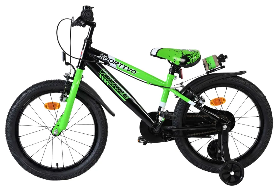 Volare Sportivo Kinderfiets – Jongens – 18 inch – Groen Zwart – Twee Handremmen — foto 7