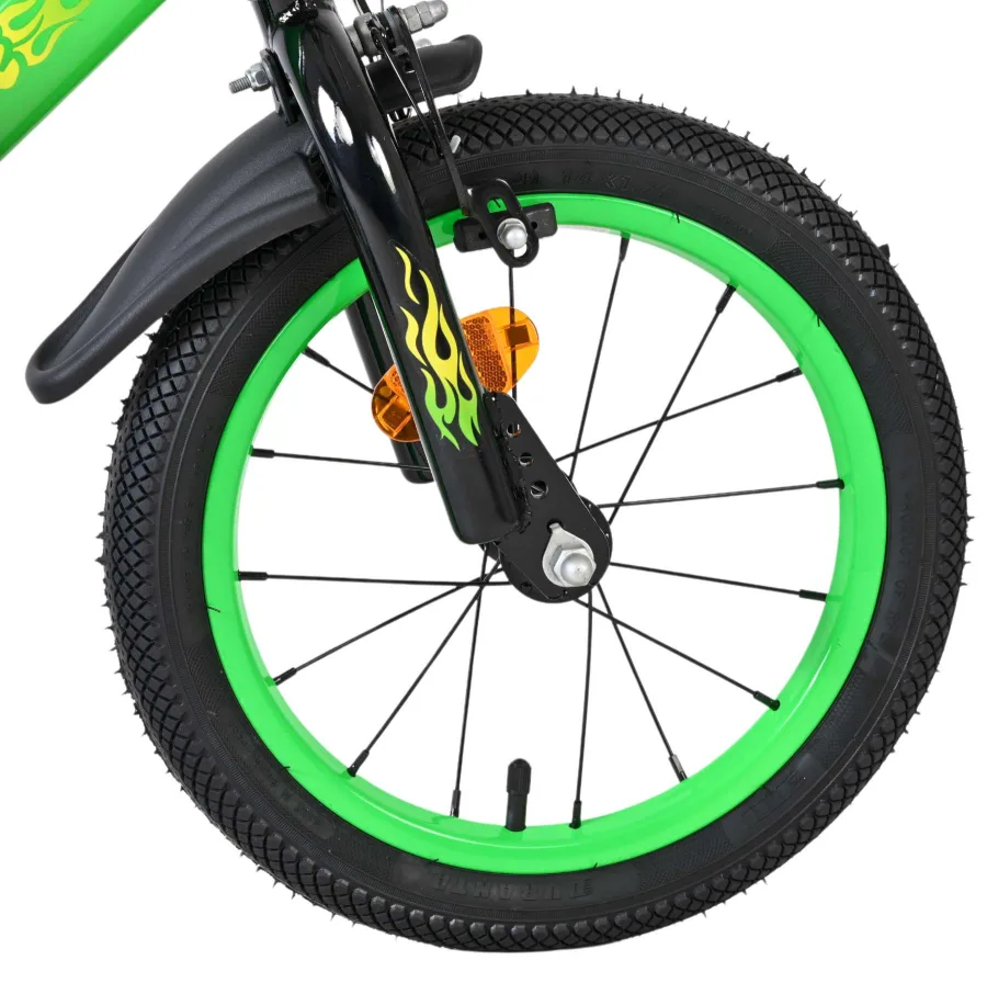 Volare Strike Kinderfiets – Jongens – 14 inch – Zwart Groen – Twee handremmen — foto 3