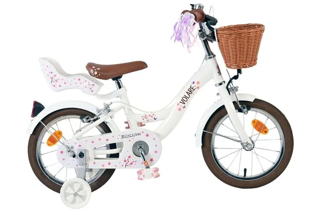 Volare Blossom Kinderfiets – Meisjes – 14 inch – Wit – Twee Handremmen
