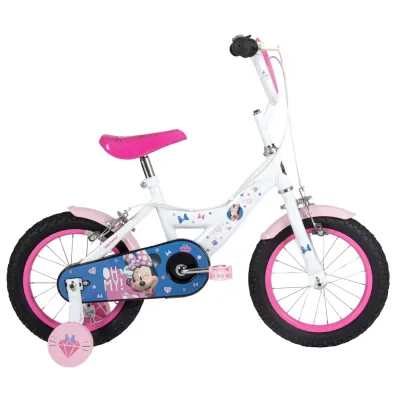 Disney Minnie Kinderfiets - Meisjes - 14 inch - Wit Roze - Twee handremmen
