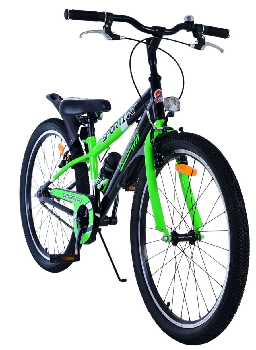 Volare Sportivo Kinderfiets – Jongens – 24 inch – Zwart Groen – Twee Handremmen — foto 7