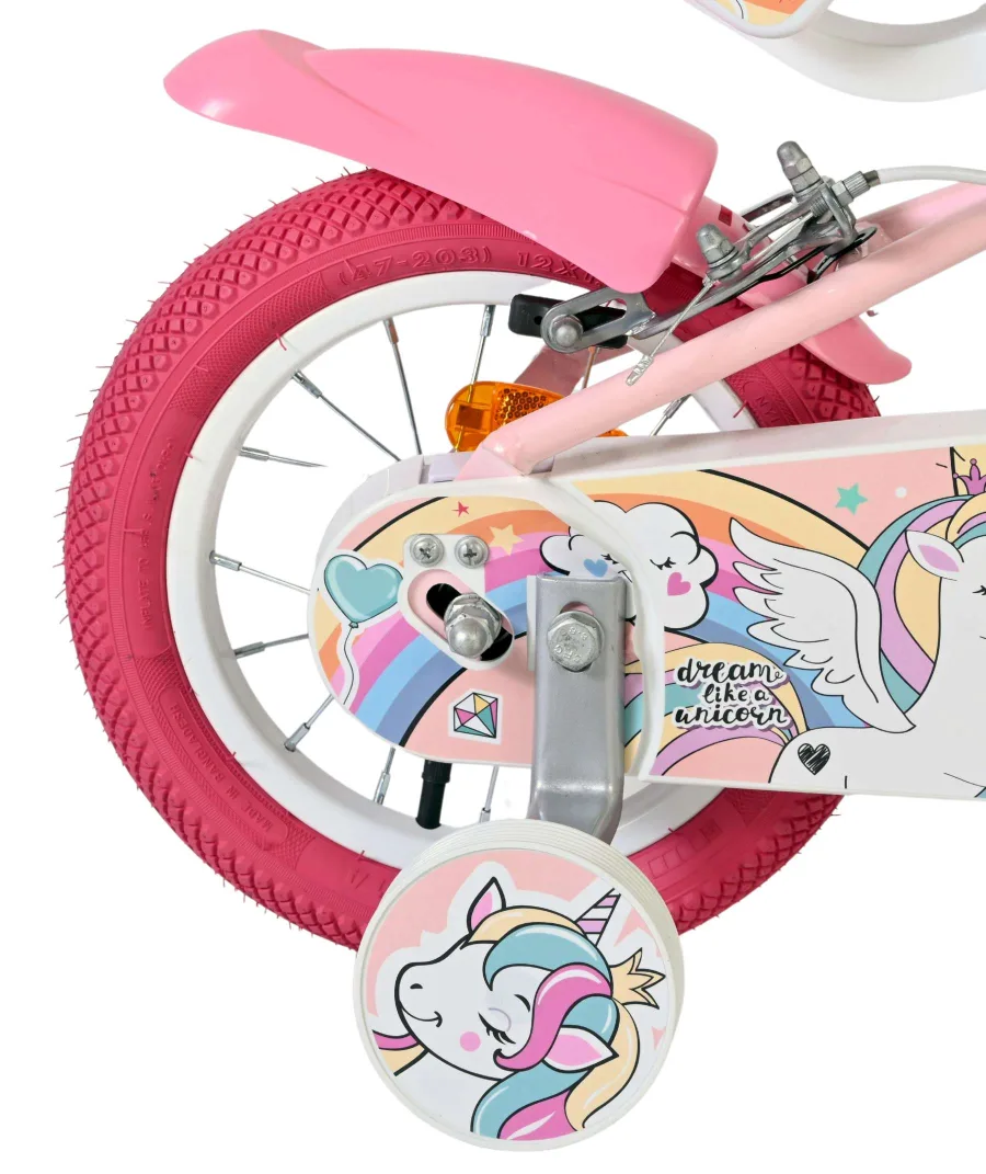 Volare Unicorn Kinderfiets – Meisjes – 12 inch – Roze – Twee handremmen — foto 2