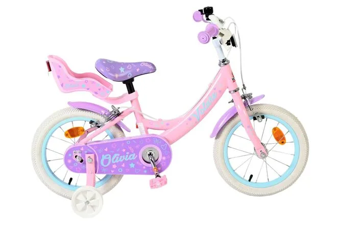 Volare Olivia Kinderfiets – Meisjes – 14 inch – Roze – Twee Handremmen