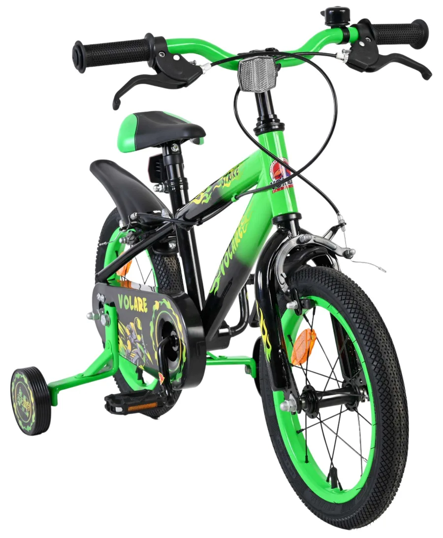 Volare Strike Kinderfiets – Jongens – 14 inch – Zwart Groen – Twee handremmen — foto 6