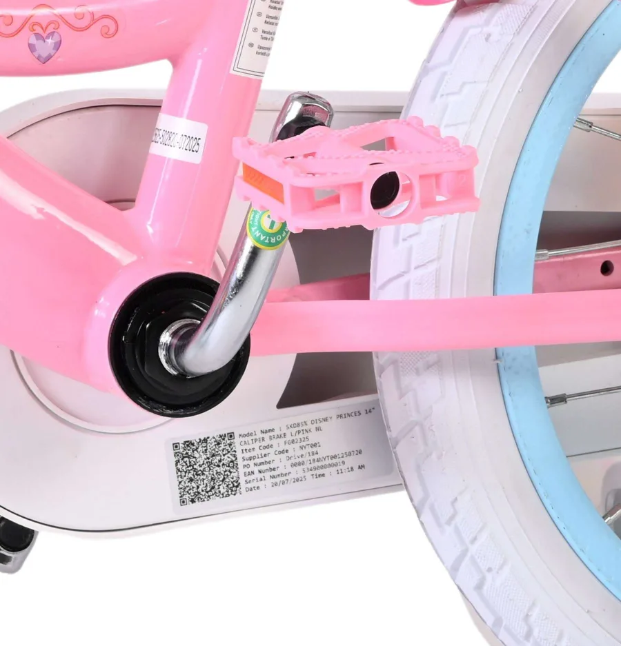 Magic Royals Kinderfiets – Meisjes – 14 inch – Roze – Twee handremmen — foto 9