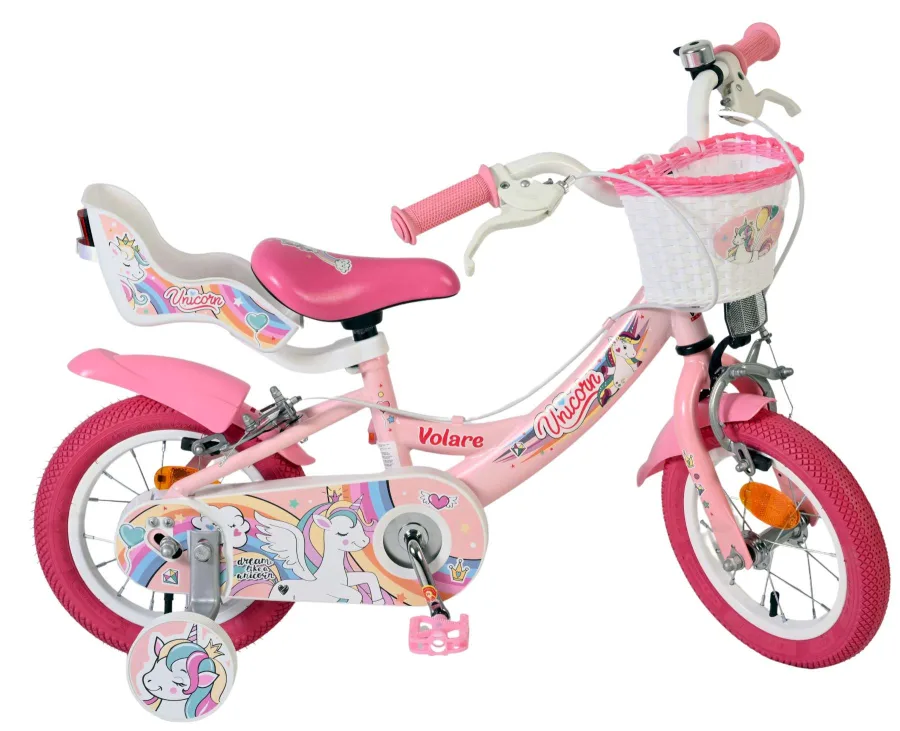 Volare Unicorn Kinderfiets – Meisjes – 12 inch – Roze – Twee handremmen — foto 11