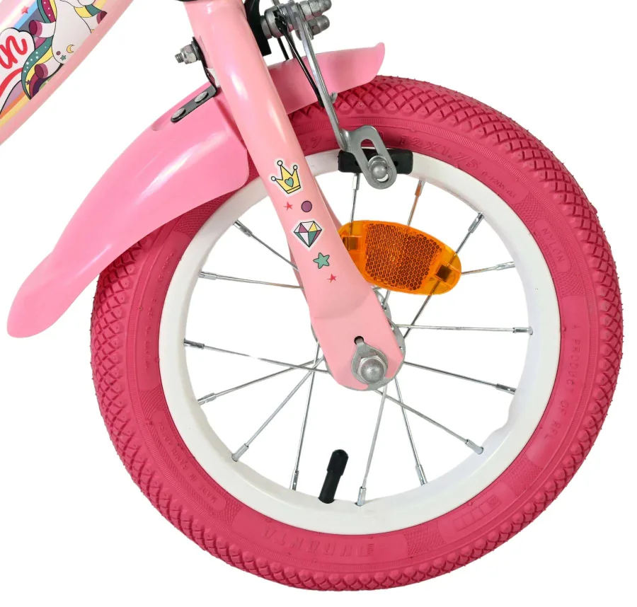 Volare Unicorn Kinderfiets – Meisjes – 12 inch – Roze – Twee handremmen — foto 3