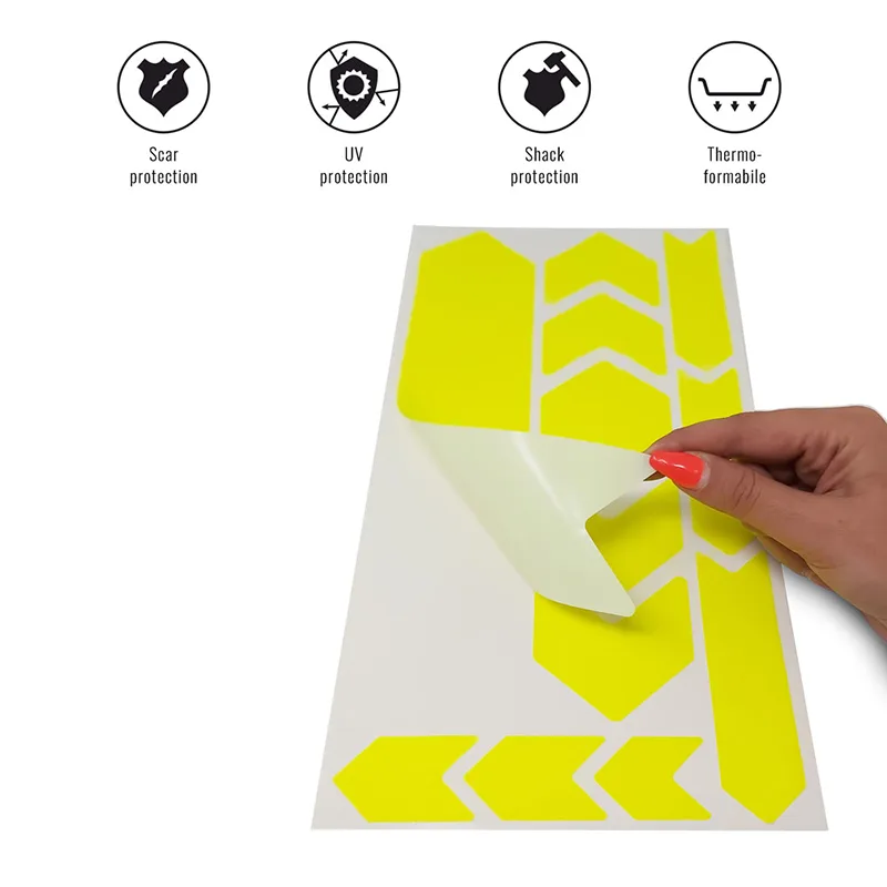 Fiets frame bescherming stickerset neon geel — foto 4