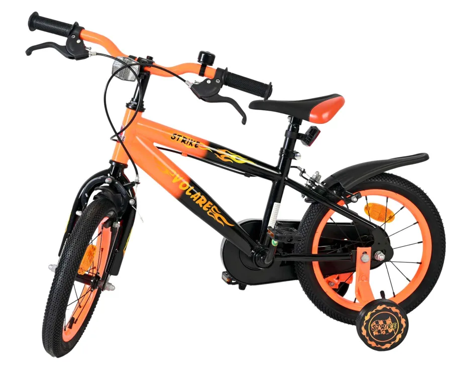 Volare Strike Kinderfiets – Jongens – 14 inch – Zwart Oranje – Twee handremmen — foto 11