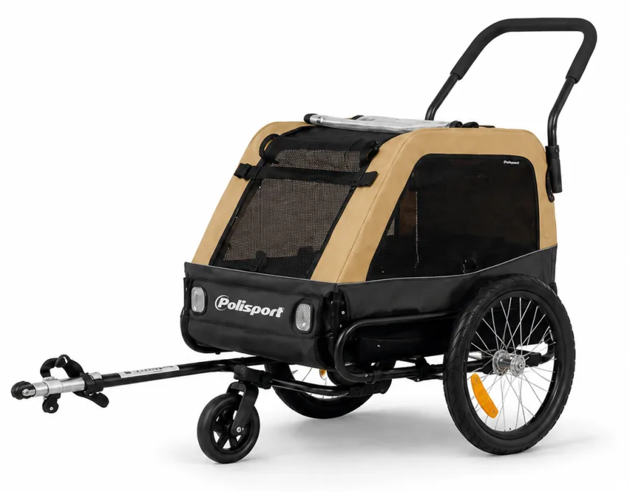 Huisdierentrailer Polisport - M - tot 23 kg - camel/zwart