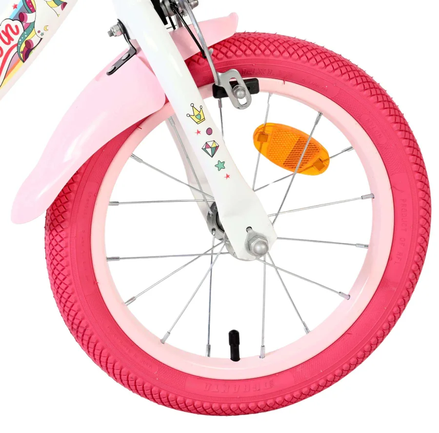 Volare Unicorn Kinderfiets – Meisjes – 14 inch – Wit — foto 3