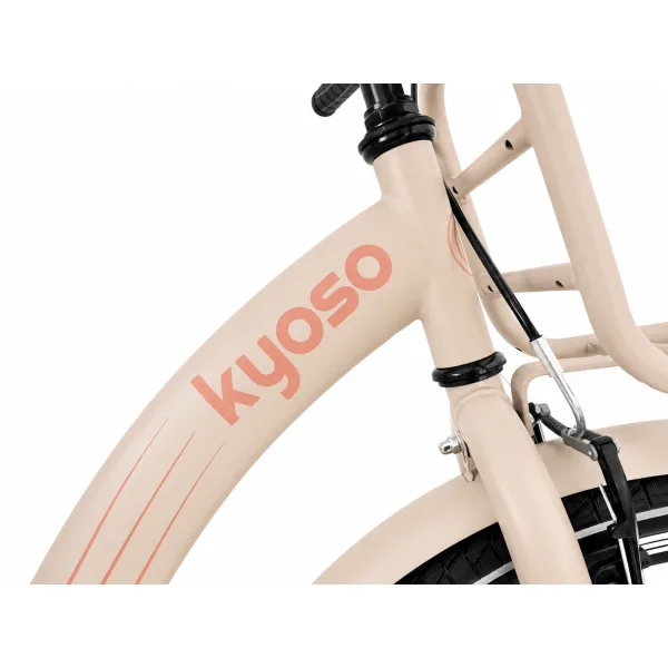 Kinderfiets Kyoso Blossom Mocha 24 inch remnaaf mat taupe roze — foto 3