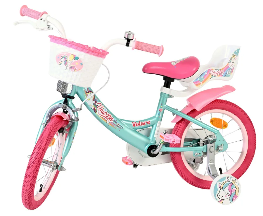Volare Unicorn Kinderfiets – Meisjes – 14 inch – Groen — foto 9