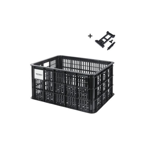 Gerecyclede fietskrat Basil Crate S 17.5 liter MIK  zwart Gerecyclede fietskrat Basil Crate S 17.5 liter MIK  zwart